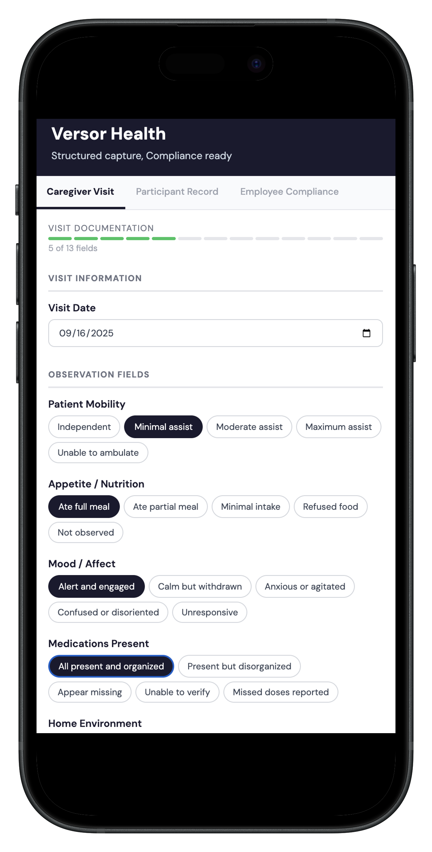 Versor Health app on mobile